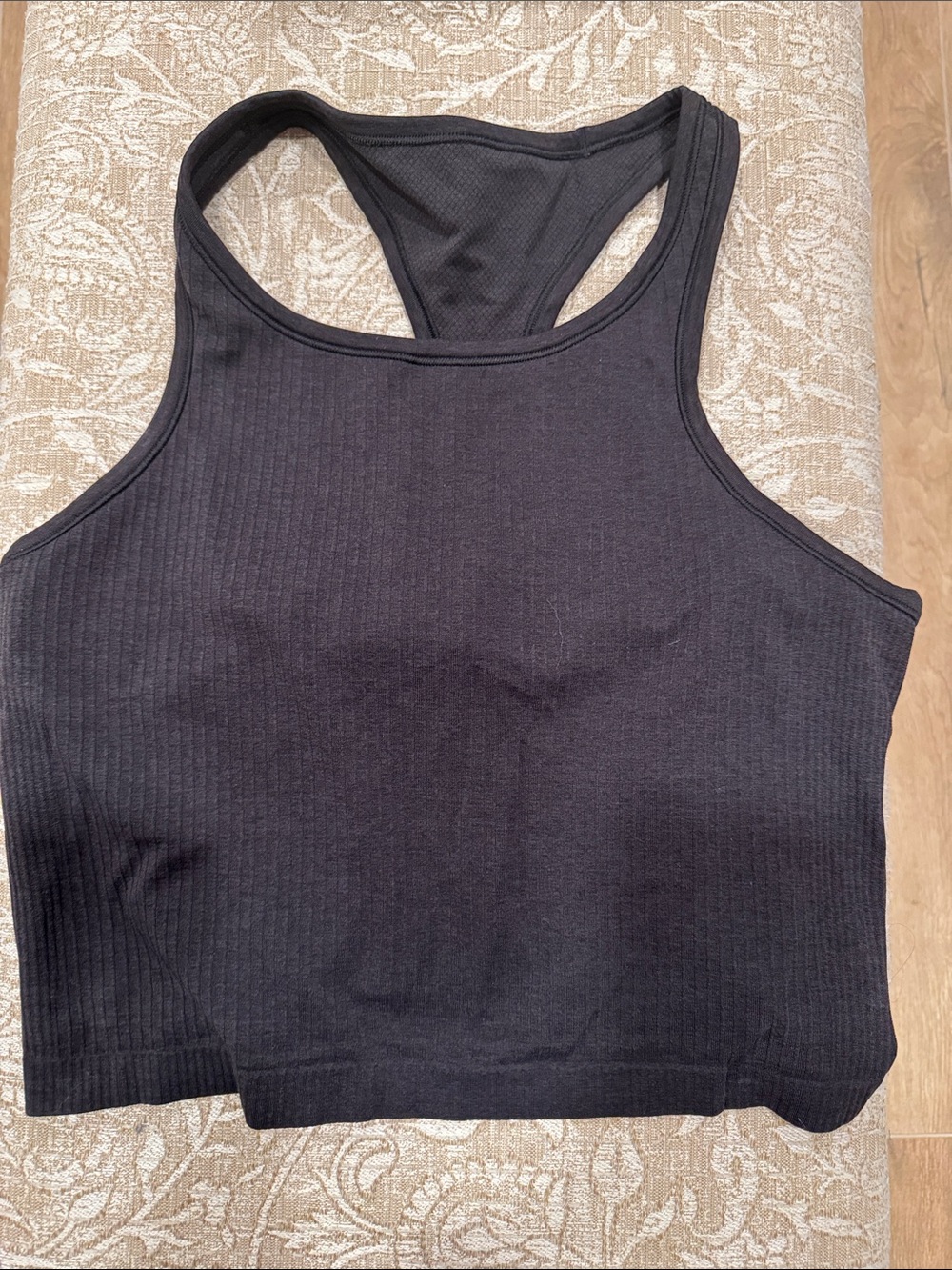 lululemon athletica Black Ribbed Racerback Crop Tank